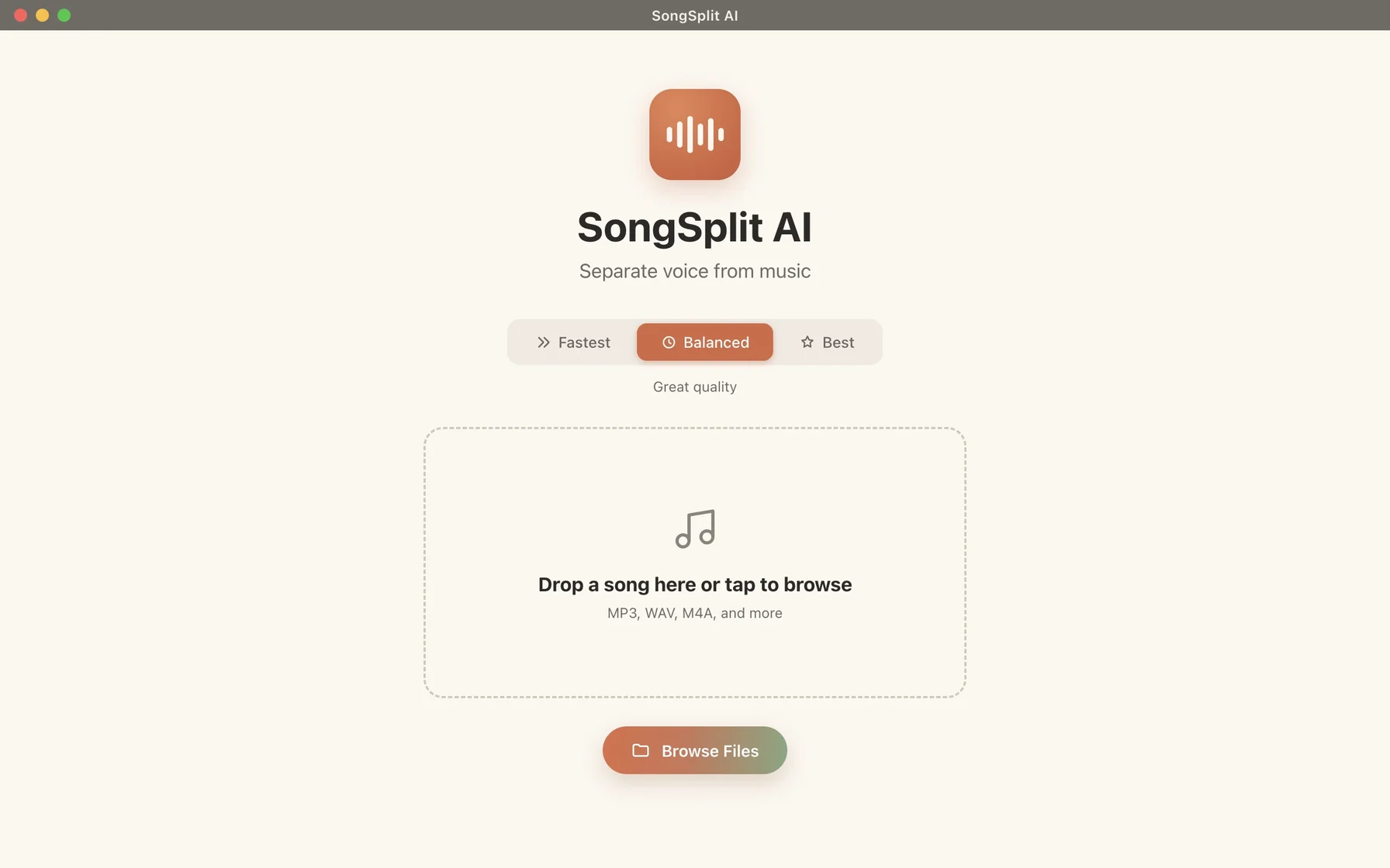SongSplit AI app screenshot