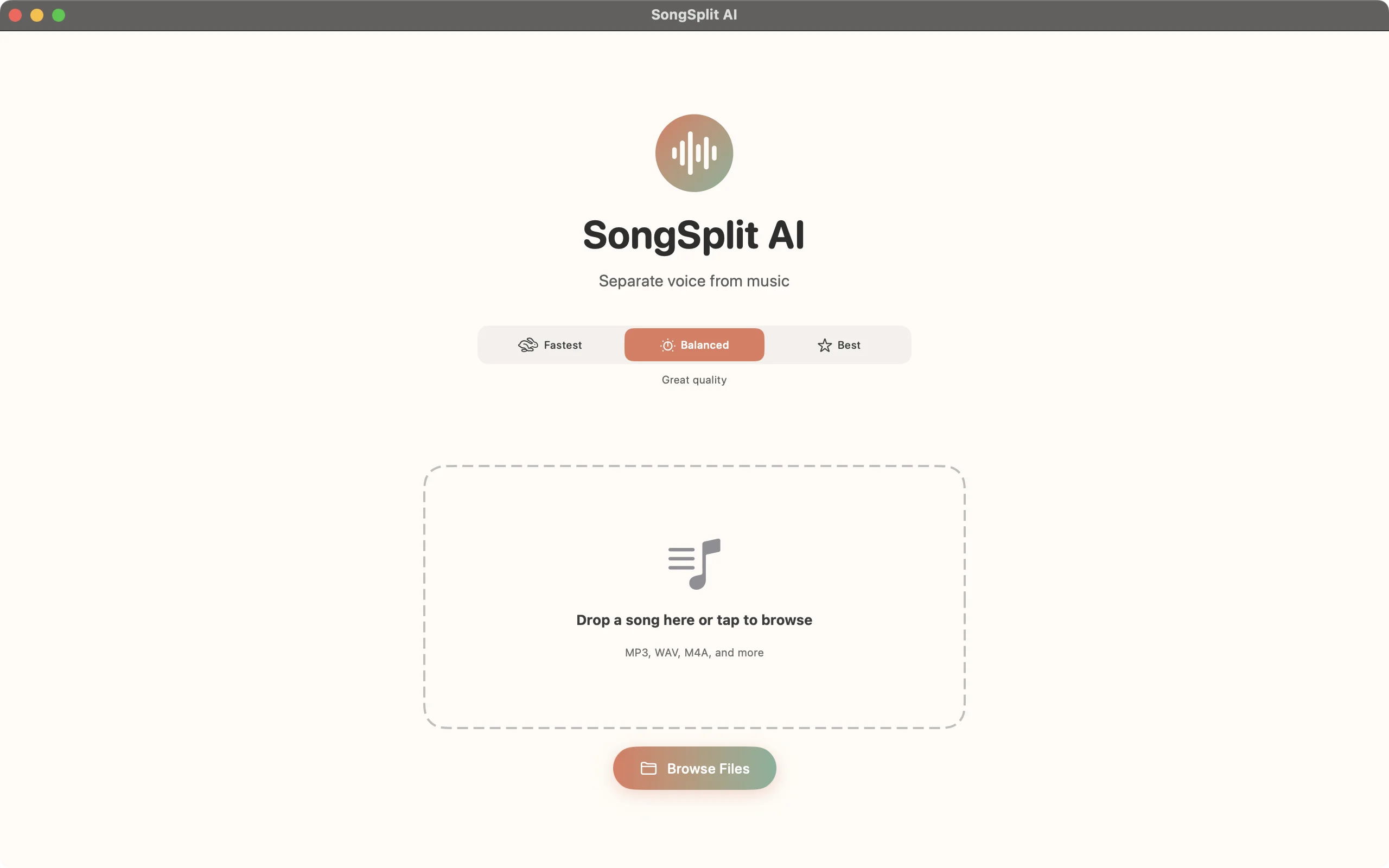 SongSplit AI app screenshot