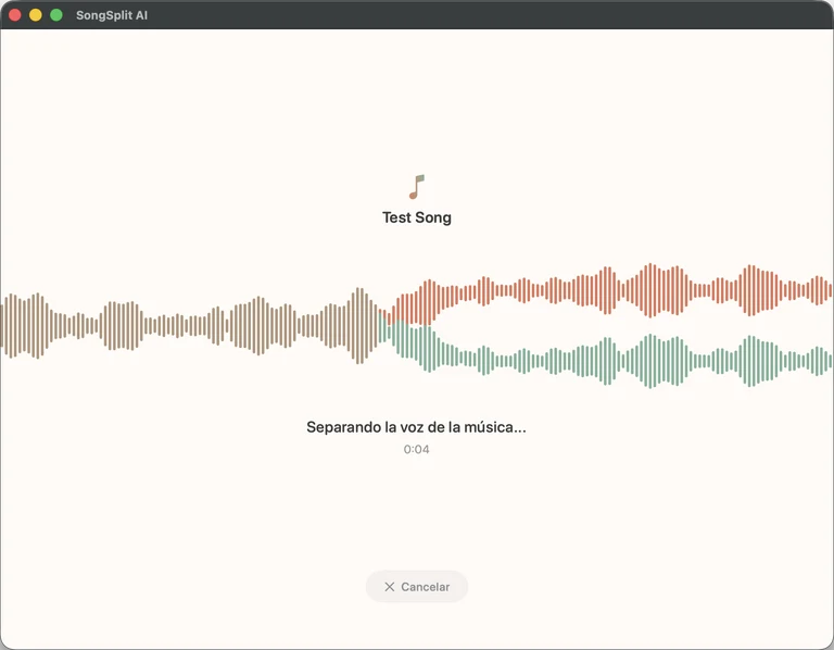Soltando una canción en SongSplit AI