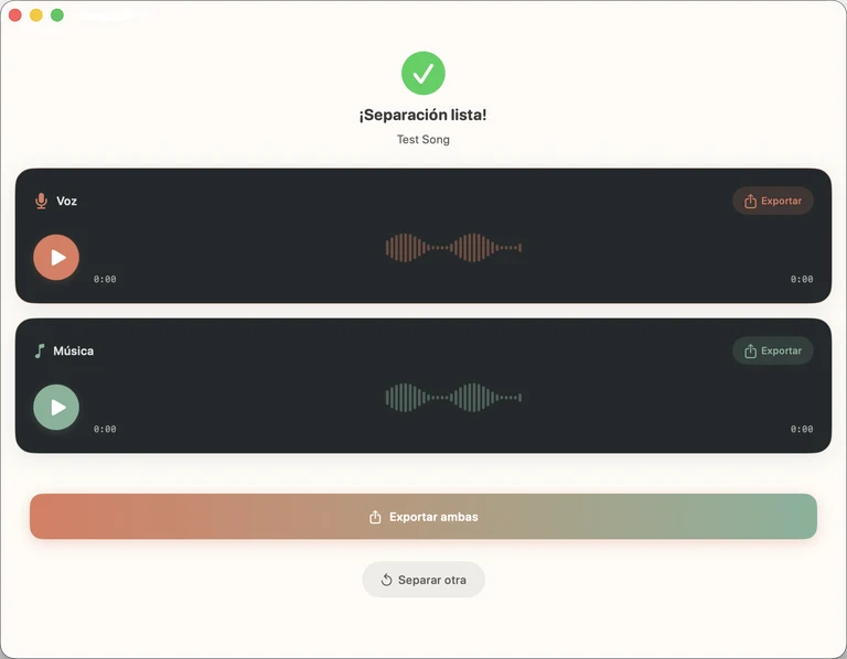 SongSplit AI procesando una canción